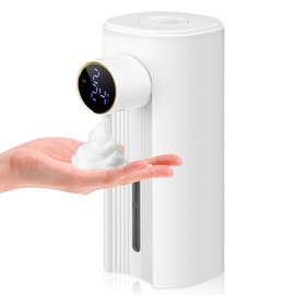 Blancel Automatic Foaming Soap Dispenser Touchless Auto Foam Hand Soap Dispenser 5-Level Adjustable Hands Free Electric Refillable Dish Soap Dispenser for Bathroom Kitchen White