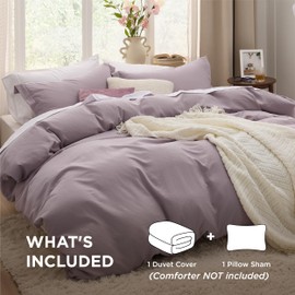 Bedsure Bedsure Duvet Cover Twin/Twin XL Size - 2 Pieces Prewashed Extra Soft Bedding Set, Includes 1 Twin Duvet Cover 68x90 Inches with Zipper Closure & 1 Pillow Sham, Comforter Not Included, Dusty Purple