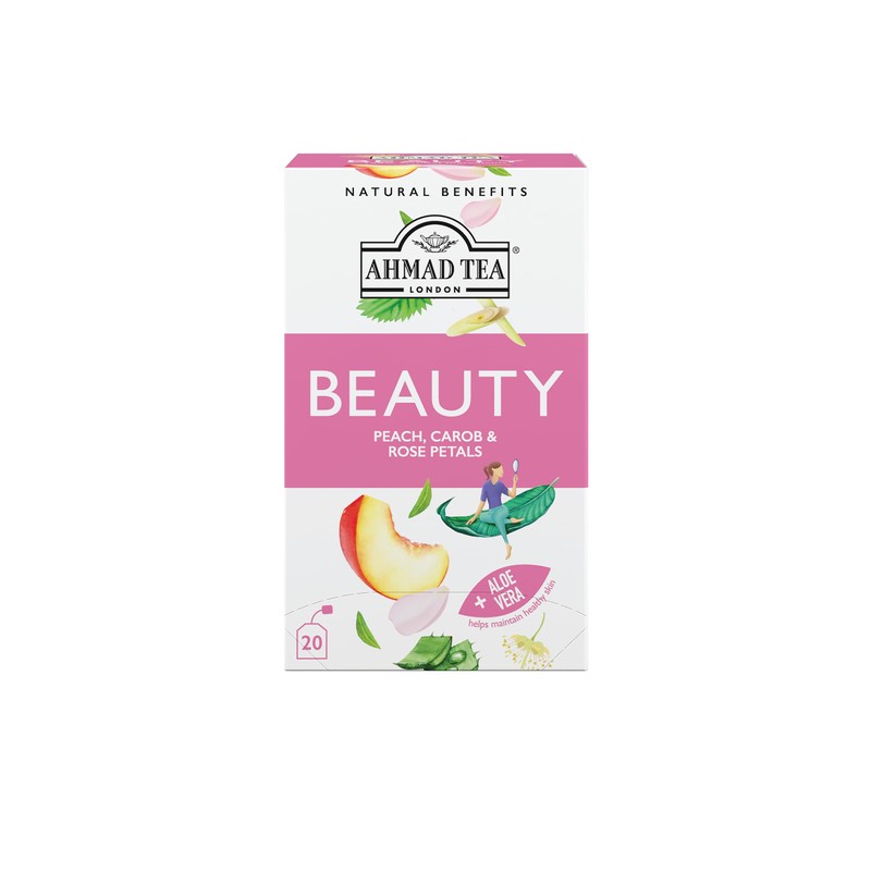 Ahmad Tea Herbal Tea, Peach, Carob, and Rose Petals 'Beauty'