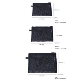 YONBEN Mesh Cosmetic Bag - 3 Size Mesh Makeup Bag Set - Nylon,- Organizing Bags, Purse Organizer Pouches, Mesh Pouches- Travel Organizer Bags with Zipper