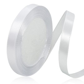 White Satin Ribbon 3/8 Inch x 25 Yards, Solid Color Fabric Ribbon for Gift Wrapping, DIY Crafts, Hair Bows Making, Wreaths, Christmas Ornaments, Wedding Party Decoration and Sewing Projects