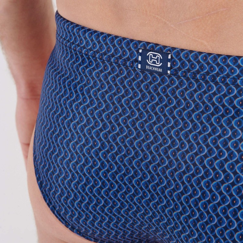 HOM Men's Morny Swimming Trunks Swim Briefs, Micro motif navy