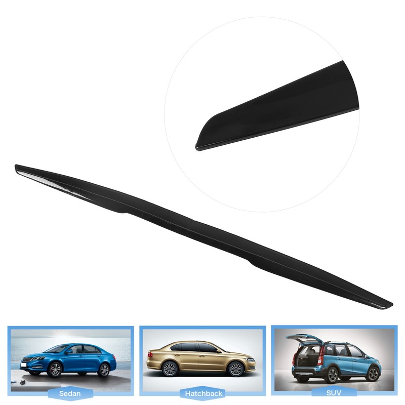 Rear Trunk Spoiler 113.5x7cm Rubber Black Universal Exterior Trim for