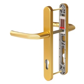 Birmingham Hoppe Gold Pair Handle 92PZ or 92mm Sprung Lever UPVC Door Set, PVC PVCu Centre to Centre fixings 215mm