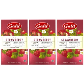 Galil Strawberry Tea Pack of 3 – Caffeine-Free Herbal Tea, Certified Kosher Tea – Non-GMO Fruit Teabags 20 Count, 60 Tea Sachets Total (Pack of 3)