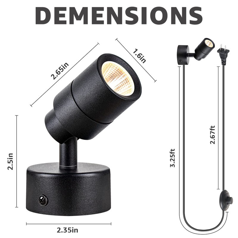 SUNVIE 2 Pack LED 120V SpotLights Indoor, 3W Up Lights