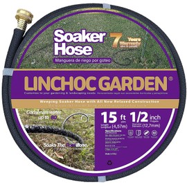 LICNCHOC GARDEN Soaker Hose 15 ft,1/2 INCH Flexible Durable Garden Hose for Efficient Watering, Leak-Proof Design 100% Recycled Rubber,Ideal for Lawns,Gardens & Flower Beds