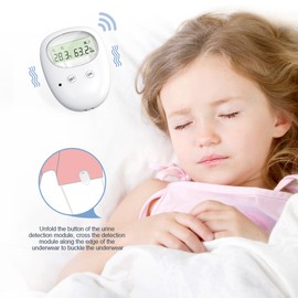 Wireless Baby Bedwetting Alarm Pee Alarm with Separate Receiver & Transmitter for Boys Grils Kids Potty Training Elder Care Vibration Sound Reminding Temperature Humidity Display with Charging Box