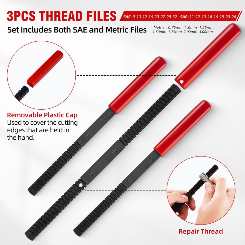 AKM 61Pcs Thread Restorer Kit, Rethread Repair Tool, UNC UNF