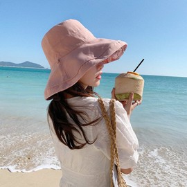 Fishing Hat Summer Women's Large Beach Hat UV Fishing Hat Cotton Foldable Sun Hat Double-Sided Reversible Beach Hat Chin Strap Sun Hat Adjustable Summer Hat Modern Fishing Hat Girls Beach Outdoor,