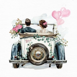 Anniversary House Tiflair Journey into Happiness Wedding Car Design Luxury Napkins 3ply Pack of 20, PJ378522