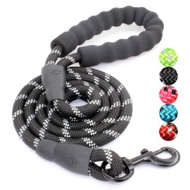 BAAPET 2/4/5/6 FT Dog Leash with Comfortable Padded Handle and Highly Reflective Threads for Small Medium and Large Dogs (5FT-1/2'', Black Blue)