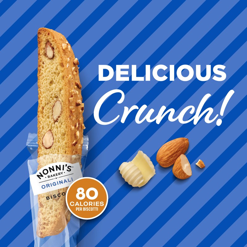 Nonni's Originali Classic Almond Biscotti Cookies – Individually Wrapped Italian