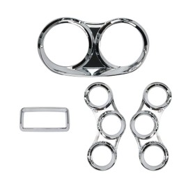 LOSTAR Peterbilt Center Gauge Cover Kit，Instrument Dash Gauge Covers with Visor Chrome Fits 2006-2020 Peterbilt 379 384 386 387