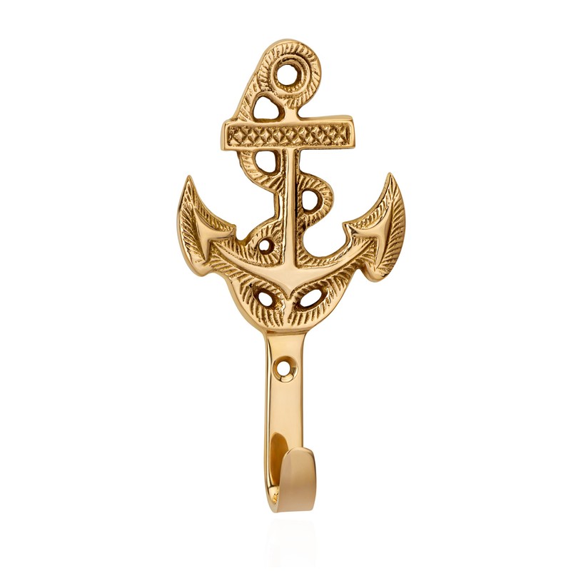 NKlaus 6.5 x 14 cm Hook Anchor Brass Gold Wall