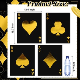 MotiMind 4 Pcs Jumbo Playing Cards Large Giant Print Playing Cards 15.8 x 12.6 Inches Thick Poker Card for Casino Theme Party Decorations Casino Card Birthday Game Night Party Decor