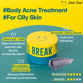 [Dear Doer] Break Body ScrubㅣVeganㅣ10.1 fl oz (300 ml) - Aromatic Citrus Scent, Charcoal Powder with Coarse Andes Salt