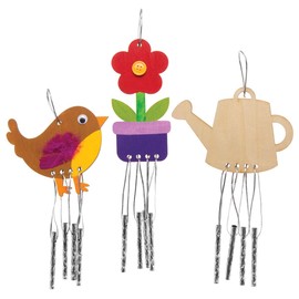 Baker Ross AW419 Garden Themed Wooden Wind Chimes, Sun Catchers For Kids to Decorate and Display (Pack of 4)