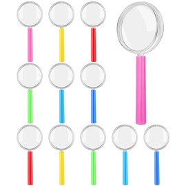 Aodaer 12 Pack Plastic Magnifying Glasses 3X Handheld Magnifying Glasses 6 Color Reading Magnifiers for Home School Science Observation