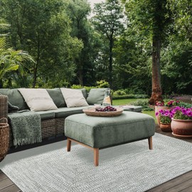 Superior Large Indoor/Outdoor Area Rug, Multi-Tone Reversible Braided Floor Decor for Patio, Front Porch, Entryway, Living Room, Office, Nursery, Artistic Home, 4' x 6', Fog Green-White