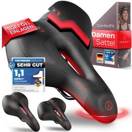 Impact® Women's Bicycle Saddle [ComfortFit] - Comfortable Ergonomic Bicycle Saddle, Ideal for MTB and Road Bike - Comfortable Saddle Bicycle Men - Innovative Bicycle Saddles as Bicycle Seat Memory