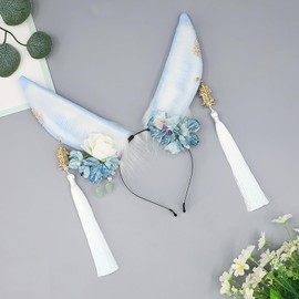Faylay Women/Girls Cosplay Bunny Ears Rabbit Headband Animal Ears Furry Bunny Ears Party Accessories (YHDW-Blue)