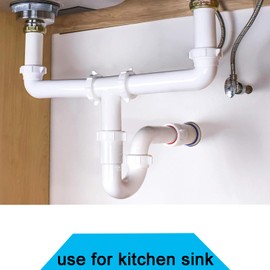 (2 Pack) Yariwiz White 1-1/2 inch P Trap for Bathroom Kitchen Sink Drain Replacement Tubular Plumbing Pipe Assembly KSD-001W(2 Pack)