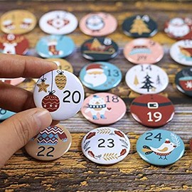 DAHI Advent Calendar Numbers Buttons Number 1-24 for Christmas Calendar Making Yourself for Jute Bags, Pin Pins