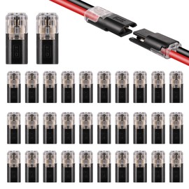 JIZZU Low Voltage Wire Connectors, 2 Pin Electrical Connectors Compact Wire Terminals, Quick Dual Wire Terminal Block No Wire-Stripping Required Compact Conductor Cable Connectors for 18-22mm AWG (32)