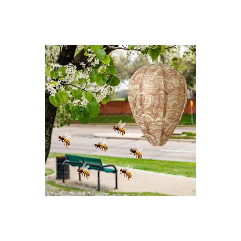 DECYOOL 4 Pack Wasp Nest Decoy Natural Paper Hornet Deterrent