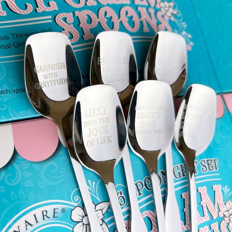 KOYAIRE Ice Cream Spoons Stainless Steel - Dessert Spoons Set