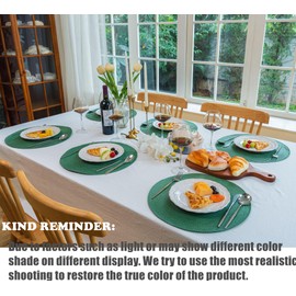 Zupro Round Placemats Set of 6,Braided 15 inch Table Mats Heat Resistant Non-Slip Washable,for Kitchen Dining Tables Four Seasons Dinner Parties Thanksgiving Christmas and Everyday Use.Olive Green