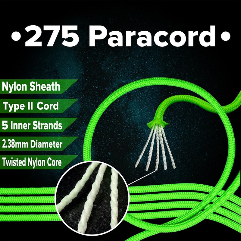 PARACORD PLANET Tactical 5-Strand Nylon Core 275-LB Tensile Strength Paracord