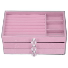 Acrylic Jewelry Organizer 3 Drawers Storage Box Transparent Jewelry Display Stand Earrings Necklace Holder Case Pink