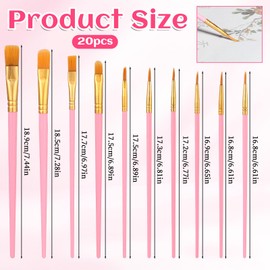 LIQWEI 20 Pcs Paint Brushes Set, Round-Pointed Tip Nylon Hair Artist Acrylic Paint Brushes for Acrylic Painting, Oil, Watercolor, Face Nail Art, Canvas, Miniature Detailing & Rock Painting