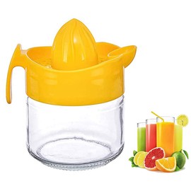 Glass Manual Fruit Juicer Hand Press Lemon Lime Orange Citrus Squeezer Jug (Yellow)