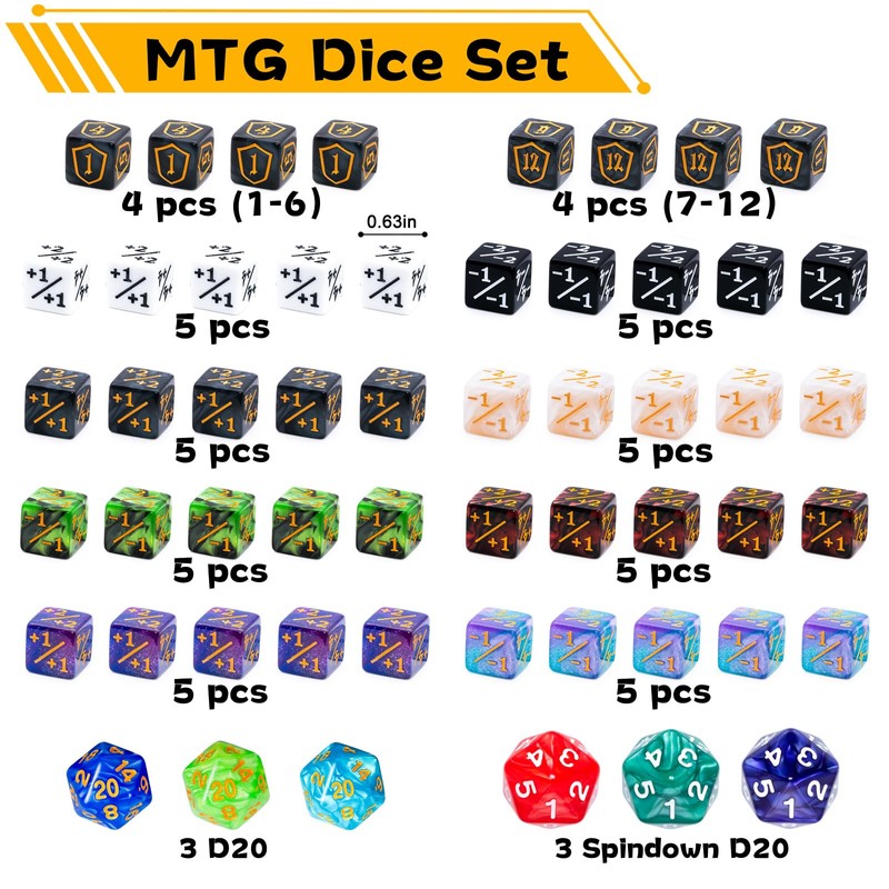 Tinzum 259 PCS MTG Dice Set, Keyword Counters, Dry Erase