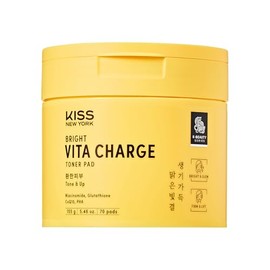KISS NEW YORK Bright Vita Charge Toner Pads 70 Count - Dual-Textured Facial Pore Pad Gently Exfoliates & Boosts Radiance, Korean Skincare with Niacinamide, Glutathione & PHA for Dull Uneven Skin