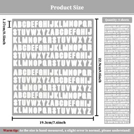 1/2 Inch Letters Stickers - 1664 Pieces Capital Alphabet Sticker for Scrapbook,Name,Water Bottle,Inventory,Crafts and DIY - White
