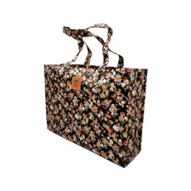 SturdyFoot Bookbag, Music Bag, Tote Bag, Shopping Bag, Waterproof PVC Coated Tote Bag, Oilcloth Tote Bag, Flower