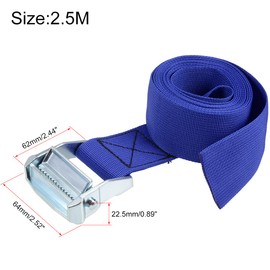 sourcing map Pack of 1 Cam Clamp Buckle Lashing Strap 2.5 m x 50 mm 500 kg Load Cap Polypropylene for Transport Cargo Blue