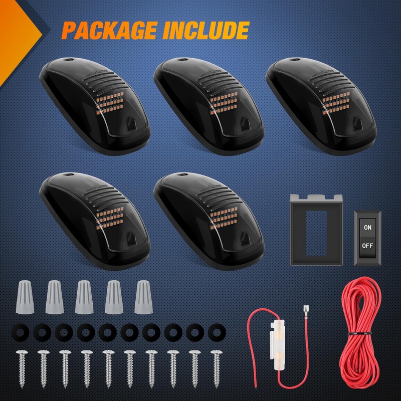Nilight LED Cab Marker Lights 5 PCS 24 LED Smoke
