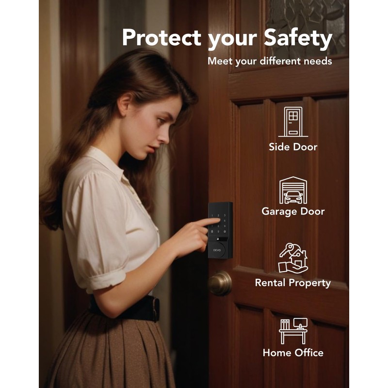 2Pcs Devo G4 Smart Locks for Front Door, Keyless Entry,