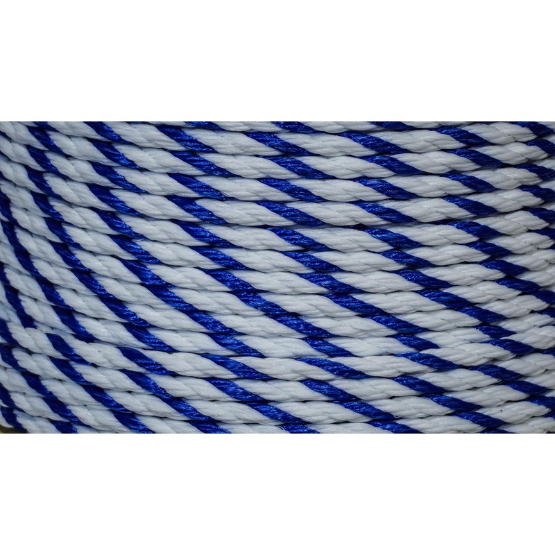 LILBURN ROPE CO. 3 Strand White and Blue Polypropylene Pool