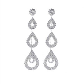 Supra Diamanto Rhinestone Tassel Earrings for Women Sparkly Prom Dangle Earrings Long Chandelier Bling Crystal Drop Statement Earrings Wedding Party Prom Dress Jewerly Gifts, Medium, Copper, Cubic