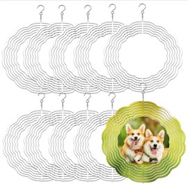 Srrrwunti 10Pcs 8 Inch Sublimation Wind Spinner Blanks 3D Wind Spinners Hanging Wind Spinners for Indoor Outdoor Garden Decoration