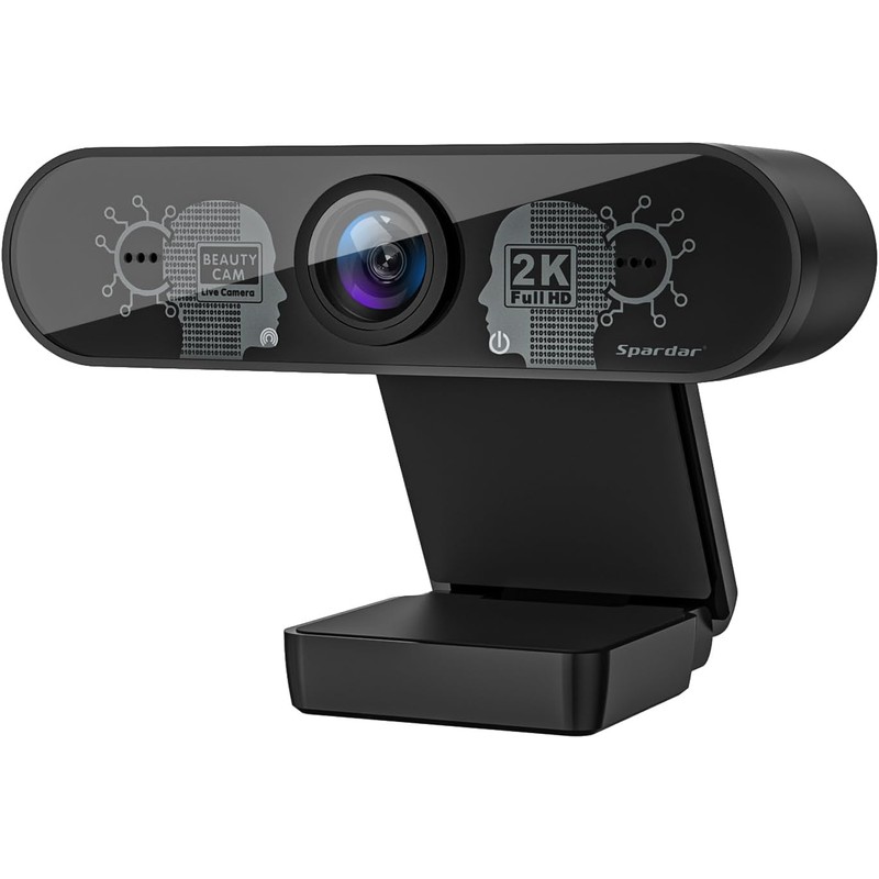 Spardar Webcam con Micrófono, Cámara Web 2K HD 1080P para