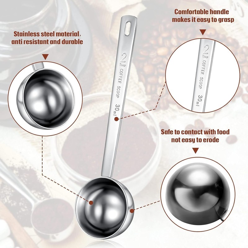 Geiserailie 8 Pieces 2 Tablespoon Scoops with Long Handle, 30