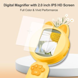 QXQXIN Handheld Microscope, 30X Digital Magnifier with 2.0-inch IPS Screen, HD Camera, 8 LED Lights, 3 Games, Mini Dgital Microscope for Educational Science, Built-in TF Card for 300 Photos- Yellow