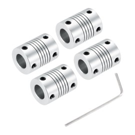 sourcing map 4Pcs 5mm to 10mm Aluminum Alloy Shaft Coupling L25xD19 Flexible Coupler Beam Stepper Motor Joint Connector for 3D Printer CNC Machine DIY Encoders and Motors Shaft,Silver